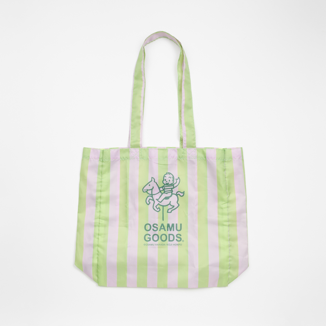 OSAMU STRIPE ショッピングトートバッグ/グリーン